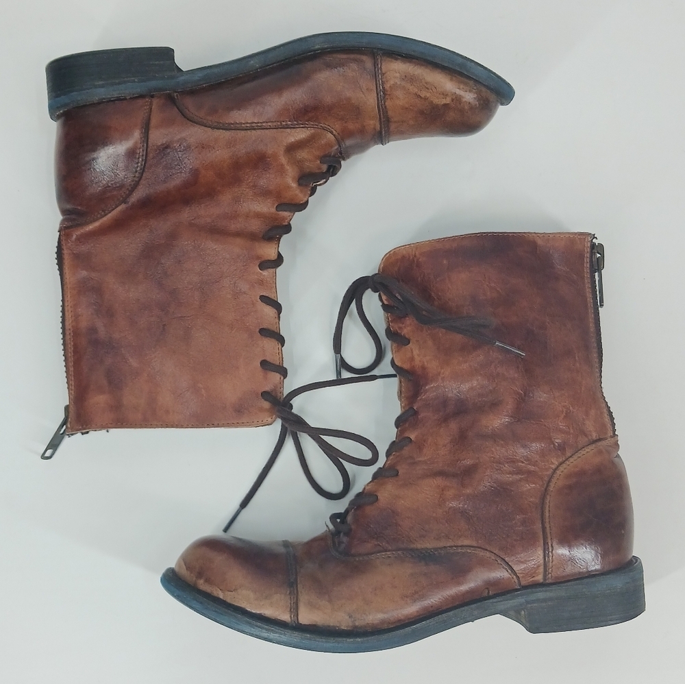 Bedstu Distressed Leather Combat Boots